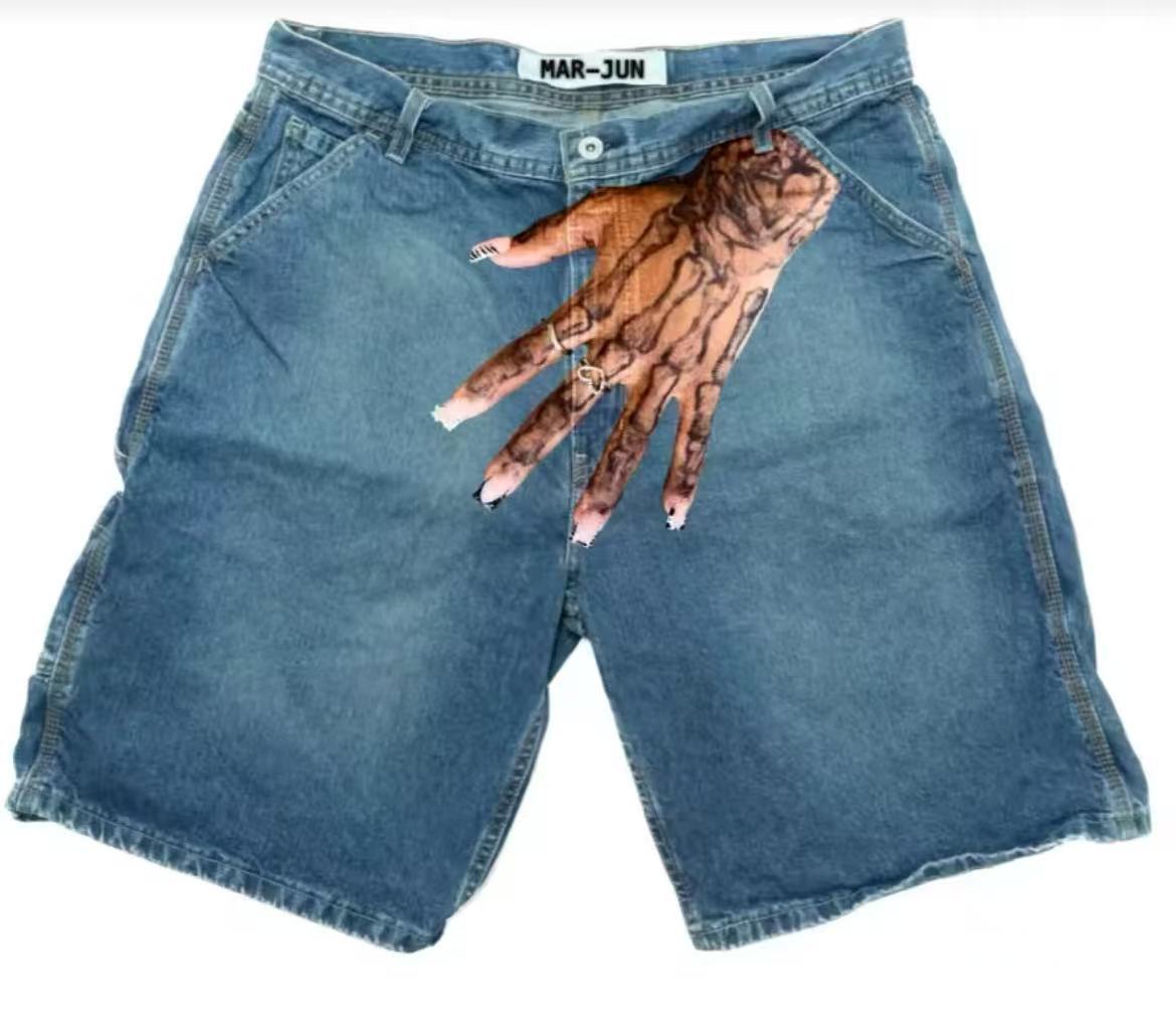 Street Fashion Hip Hop - Y2K Baggy Denim Shorts vintage Finger