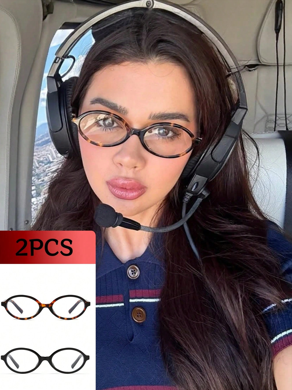 Street Fashion Hip Hop - 2 Pairs Vintage Small Oval Glasses