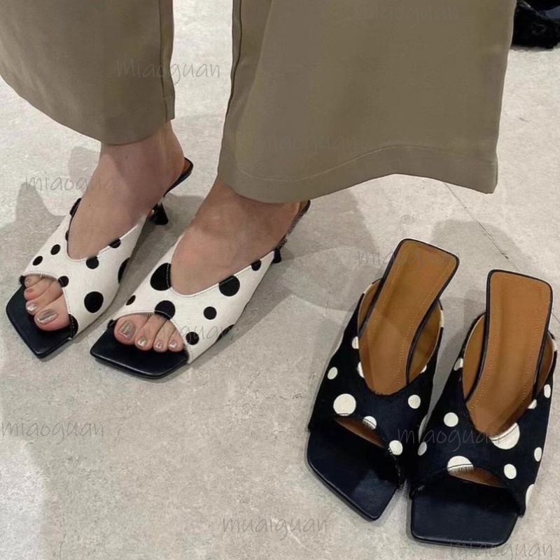 Street Fashion Dress - Summer Women Open Toe Polka Dot
