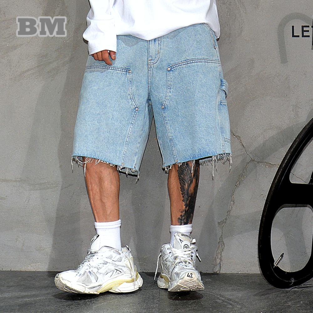 Street Fashion Hip Hop - American Workwear Denim Shorts Men 5