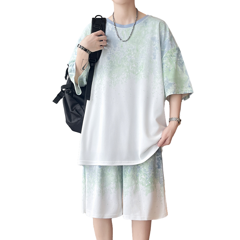 Street Fashion Us - 【Top 5-Point Pants】Men's T-Shirt Set New