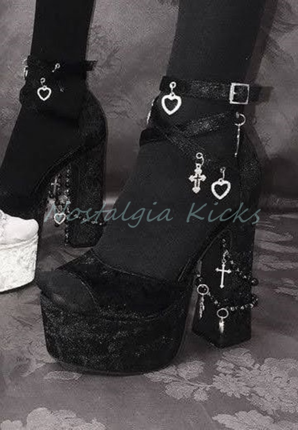 Gothic Black Velvet Platform H - Street Fashion Clothes ulasan dan harga