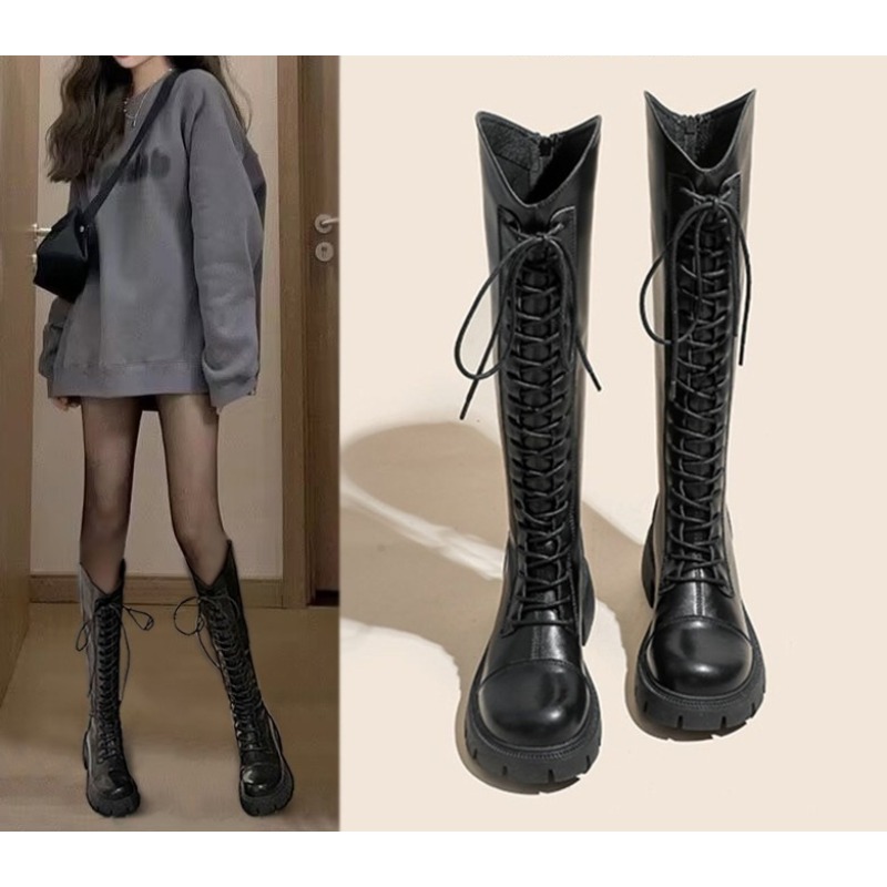 Winter Platform Cross Lace Up  - Street Fashion Female ulasan dan harga