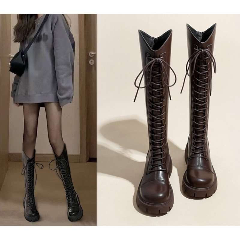 Winter Platform Cross Lace Up  - Street Fashion Female ulasan dan harga