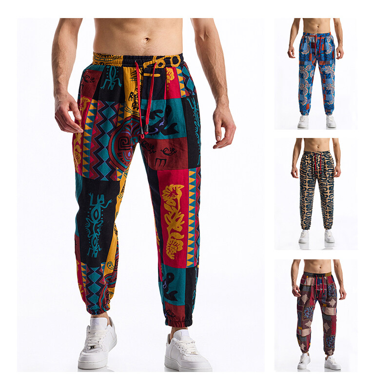 Men's Boho Tribal Print Linen  - Running Pant Jogger ulasan dan harga