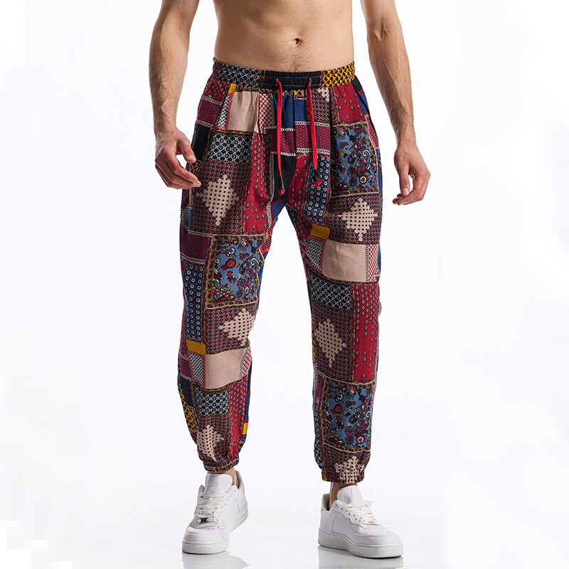 Men's Boho Tribal Print Linen  - Running Pant Jogger ulasan dan harga