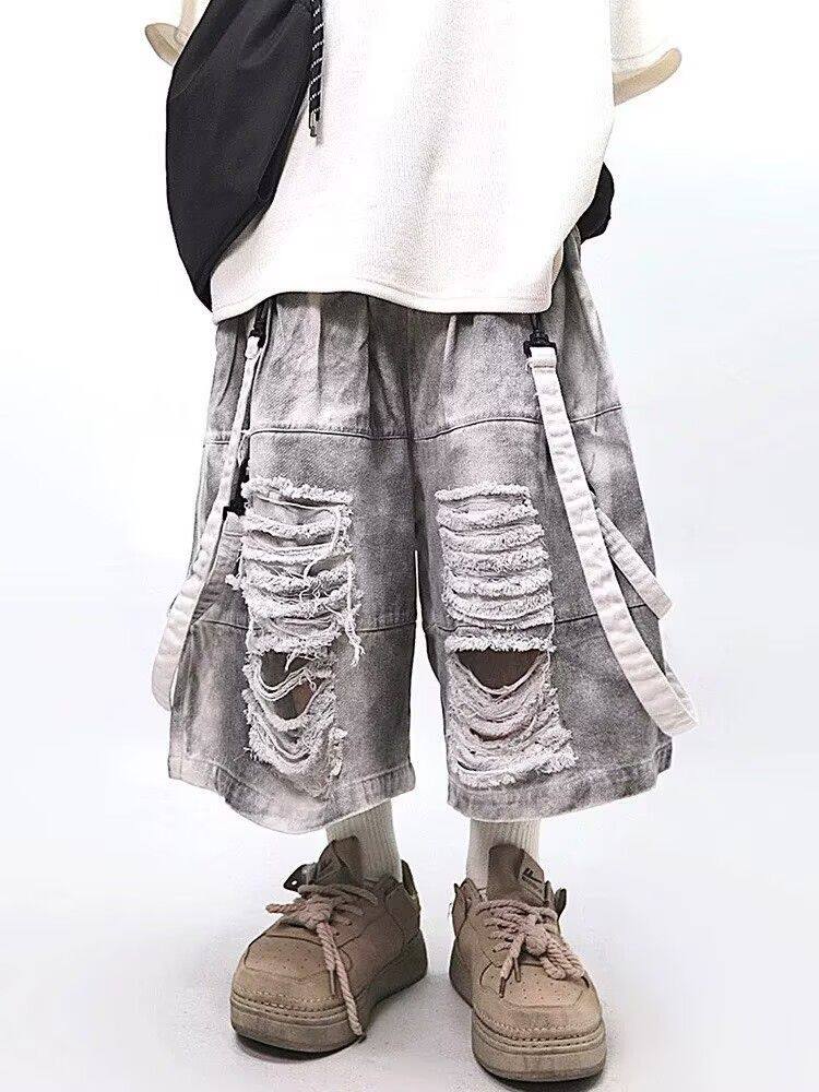 Retro Hip-hop Men's Ripped Jea - Street Fashion Hip Hop ulasan dan harga