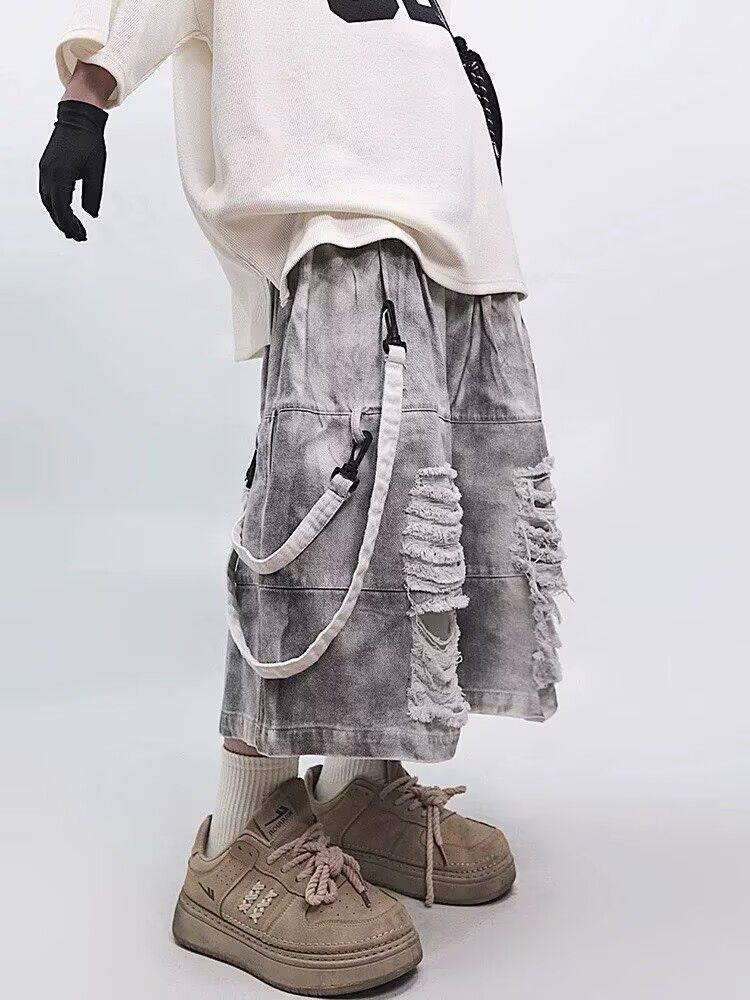 Retro Hip-hop Men's Ripped Jea - Street Fashion Hip Hop ulasan dan harga